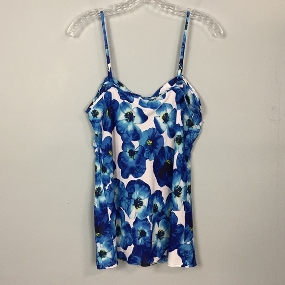 VIOLET + Claire Blue Floral Ruffle Trim Tank Top - Picture 5 of 16